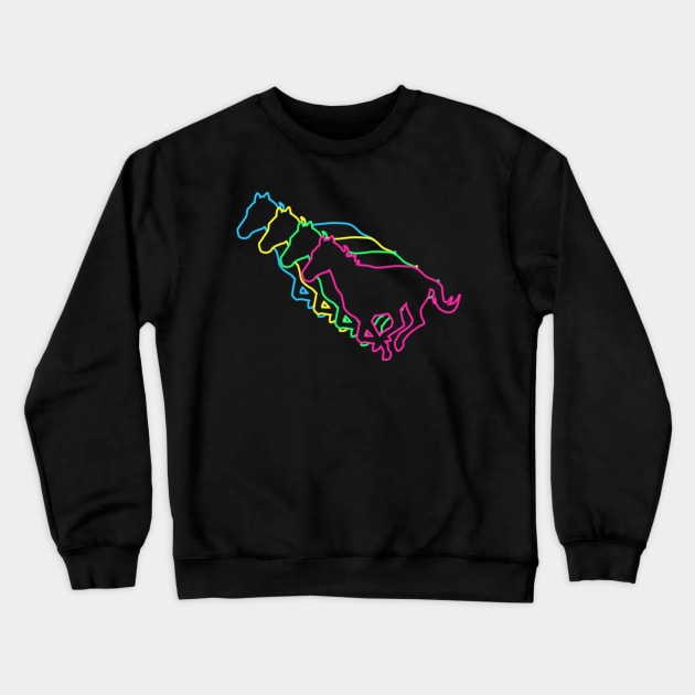 Horse 80s Neon Crewneck Sweatshirt by Nerd_art